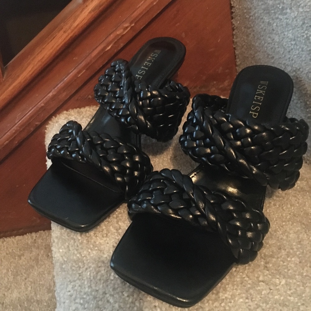 Braided Black Heels